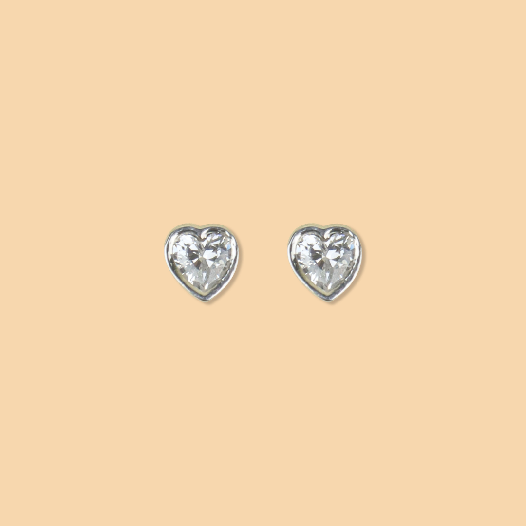 Silver Micro Heart Studs