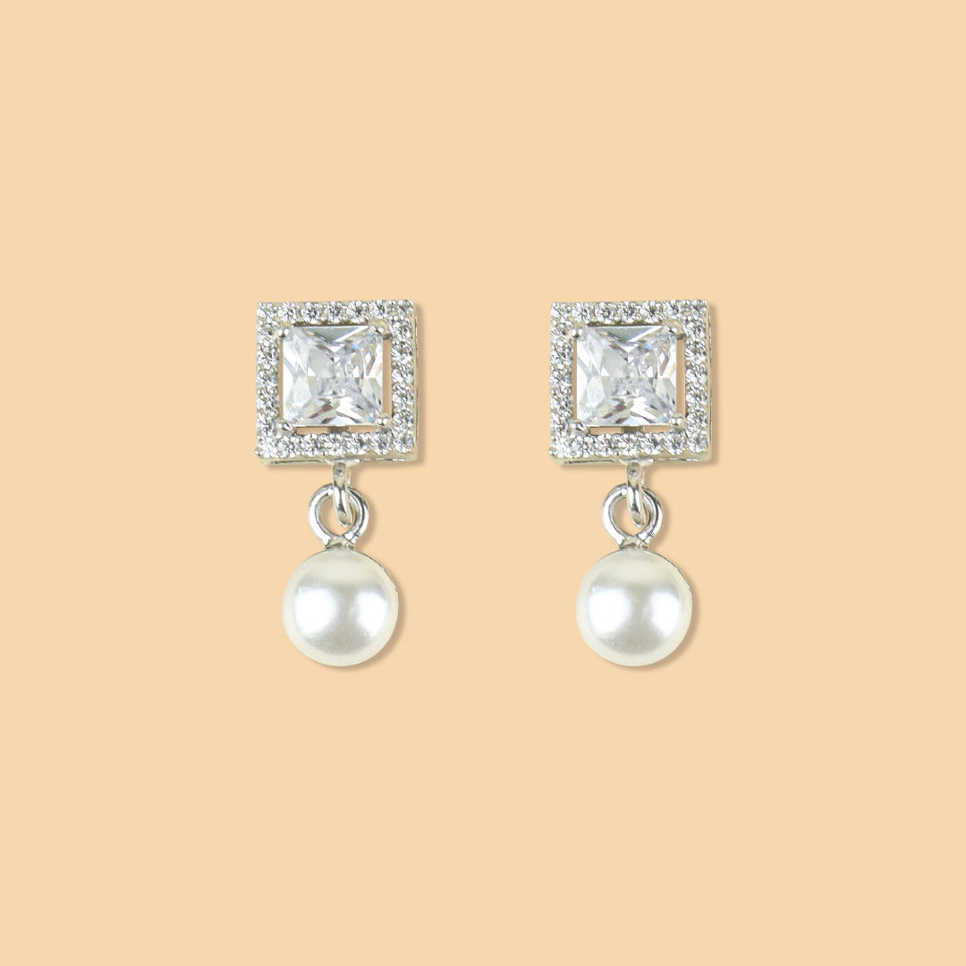 Silver Pearl Drop Squares