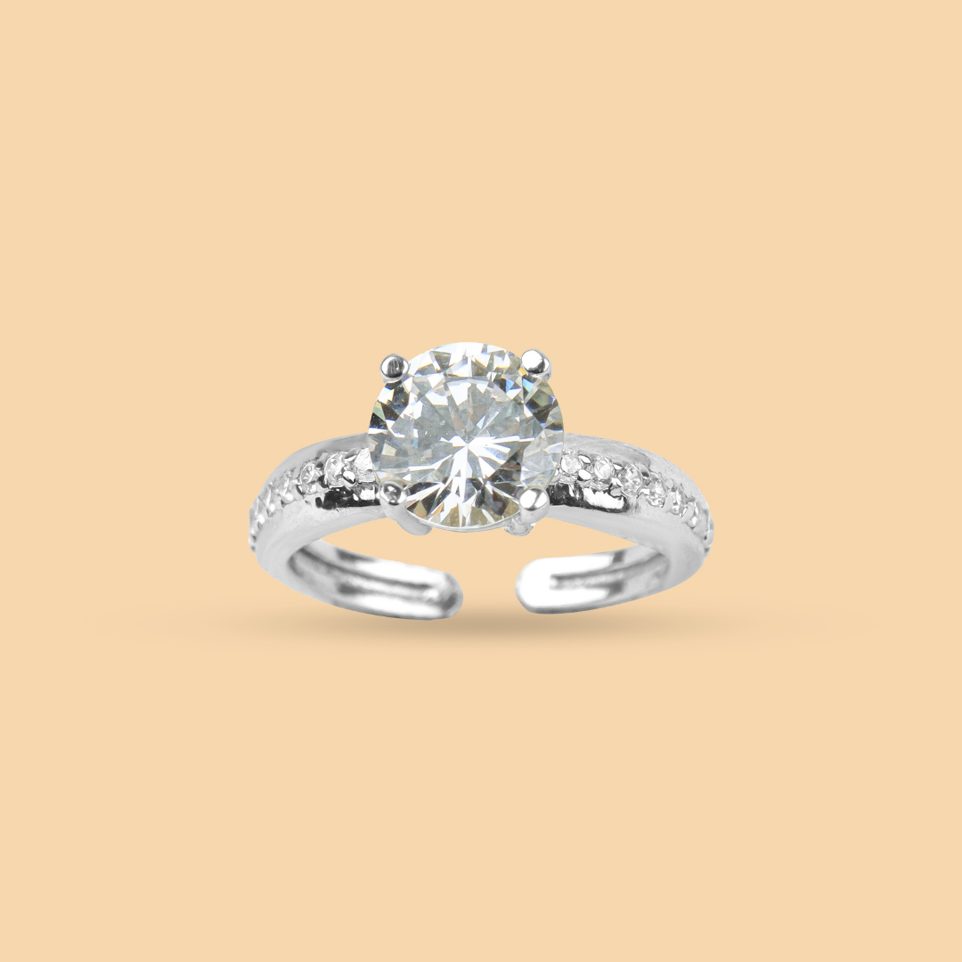 Silver Classic Solitaire Band