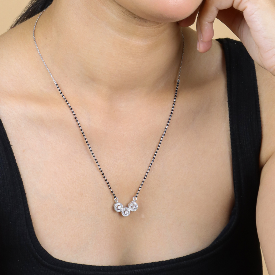 Silver Studded Trio Promise Mangalsutra