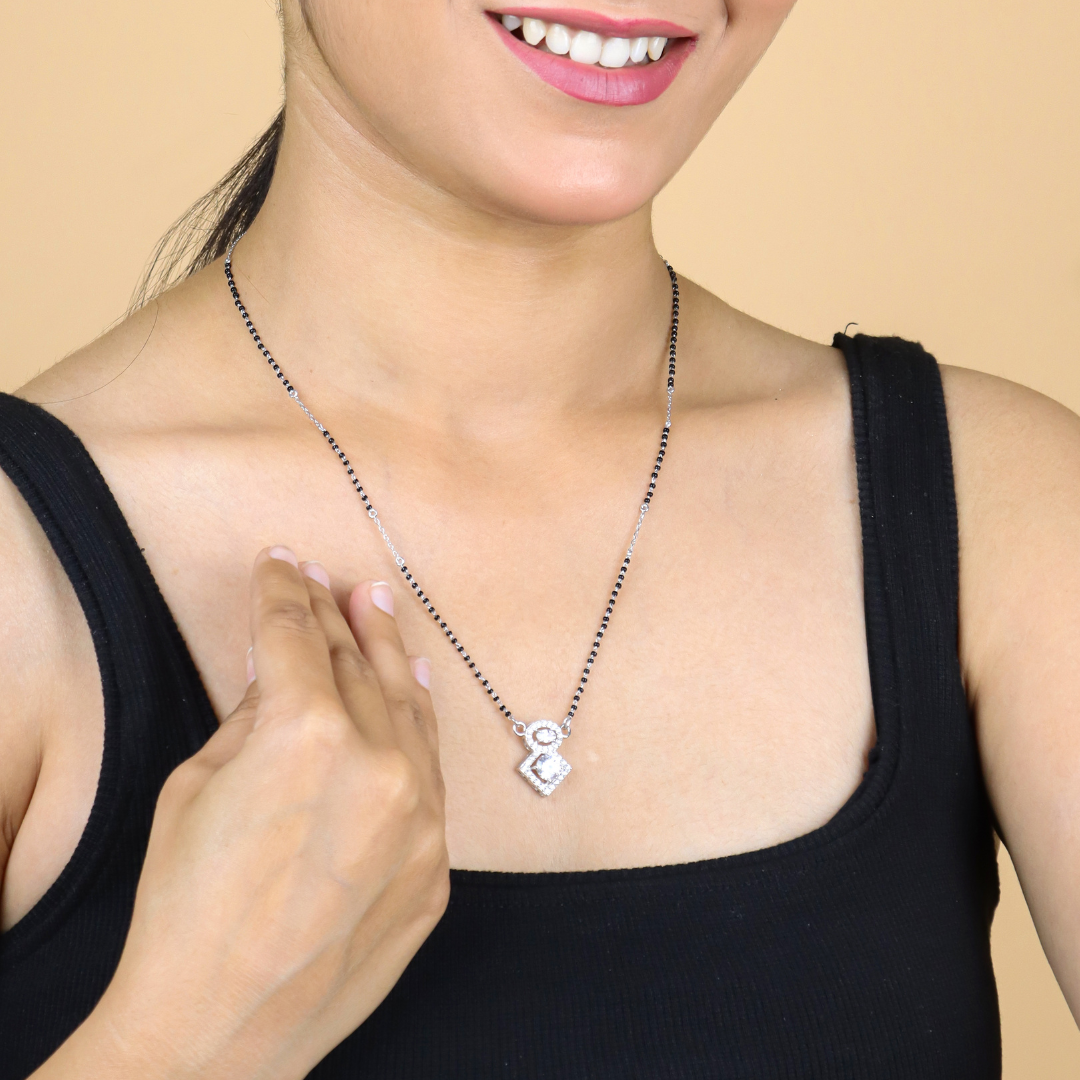 Silver Divine Crystal Mangalsutra