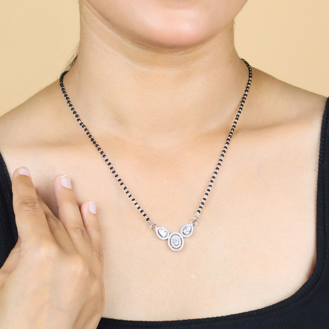 Silver Crystal Oath Mangalsutra
