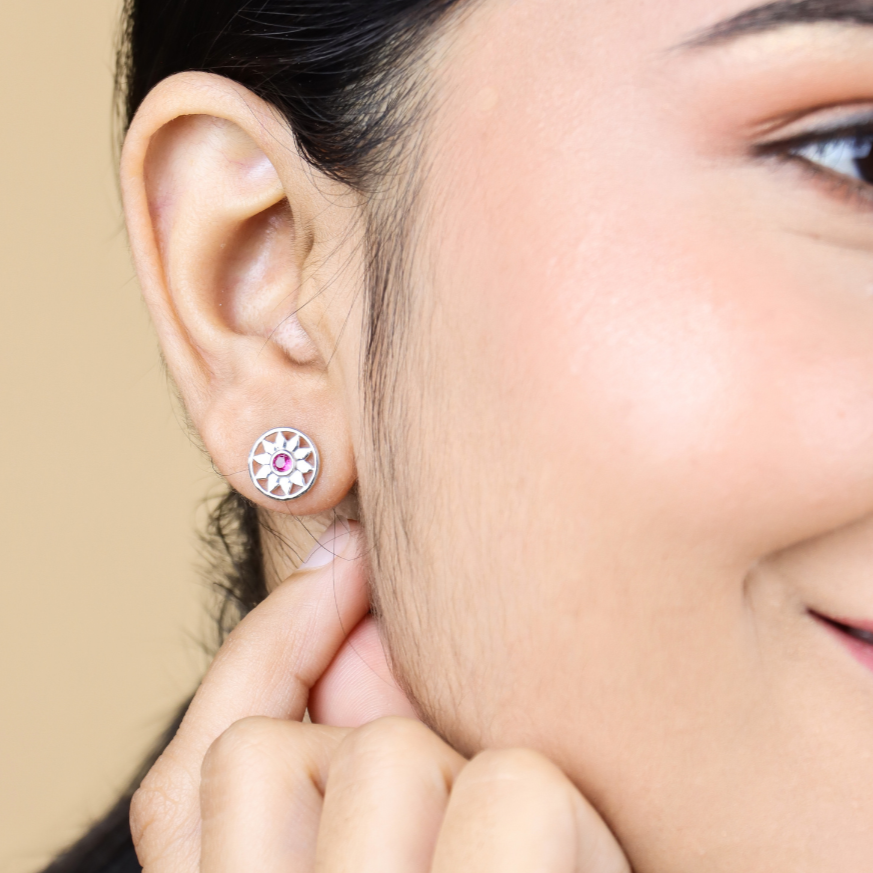 Silver Pink Radiance Earrings