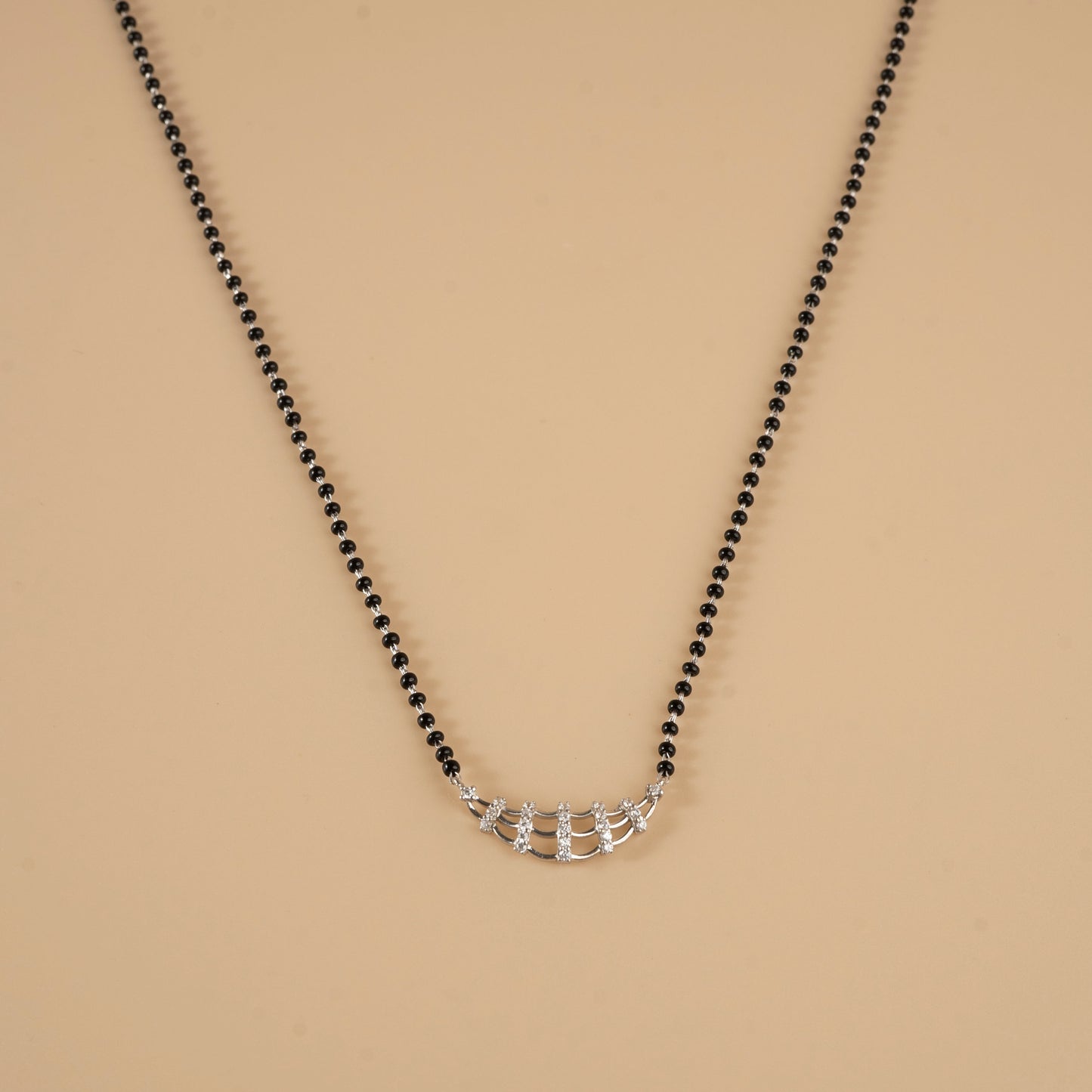 Arc of Togetherness Studded Silver Mangalsutra