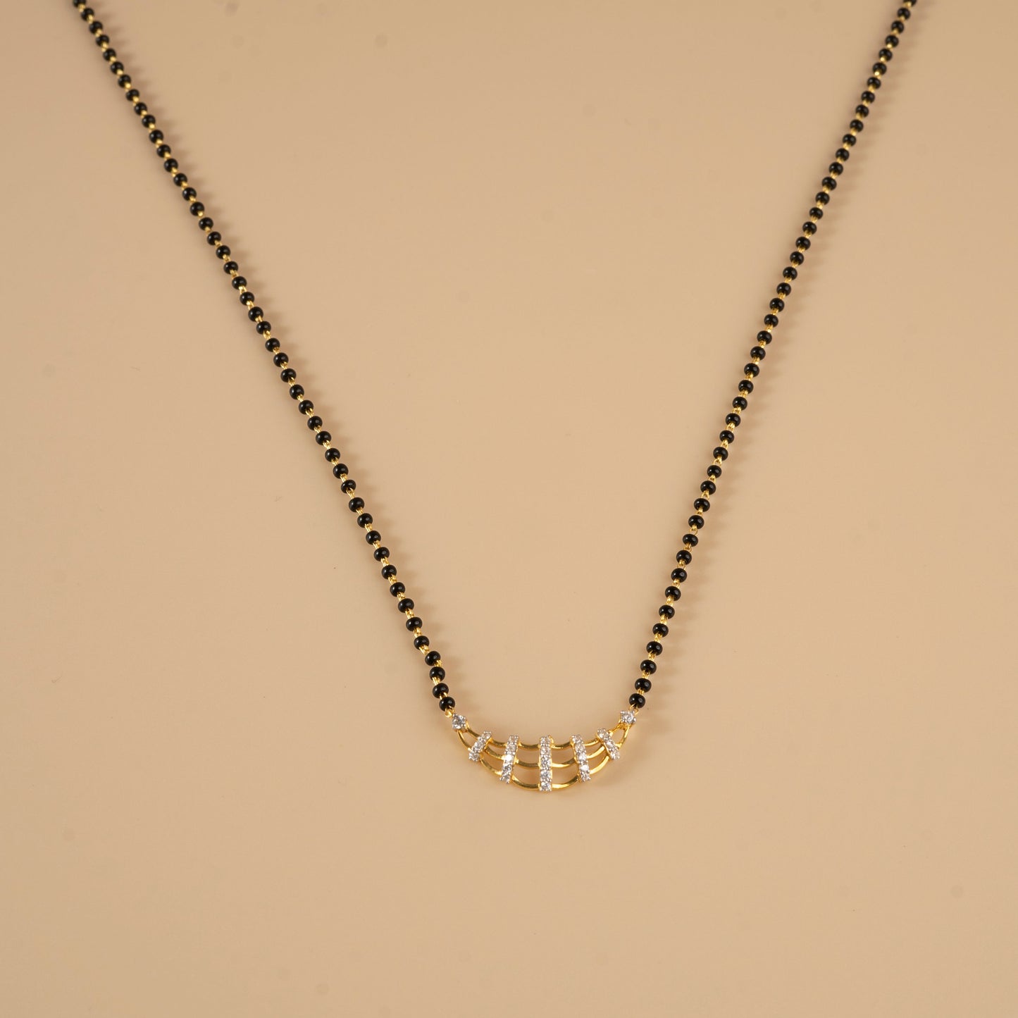 Arc of Togetherness Studded Silver Mangalsutra