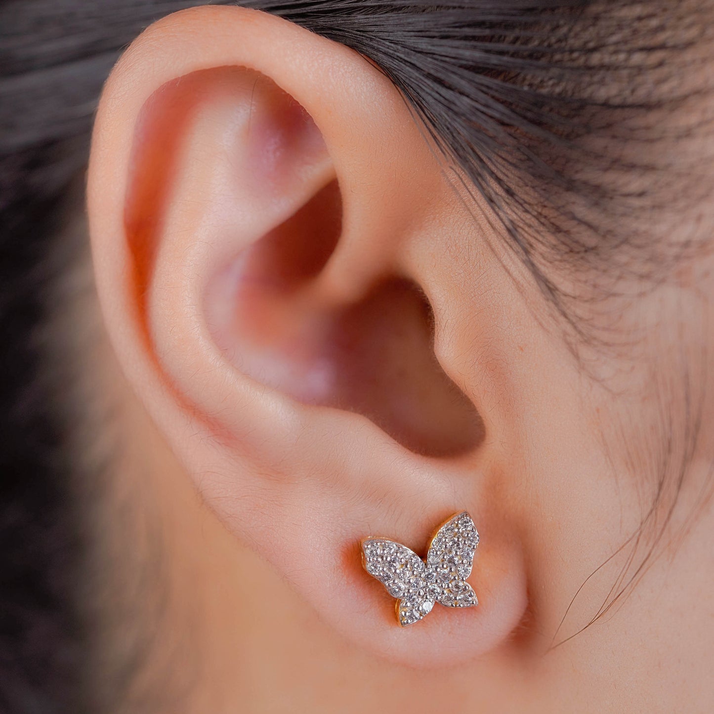 Silver Glitz Butterfly Crystal Studs