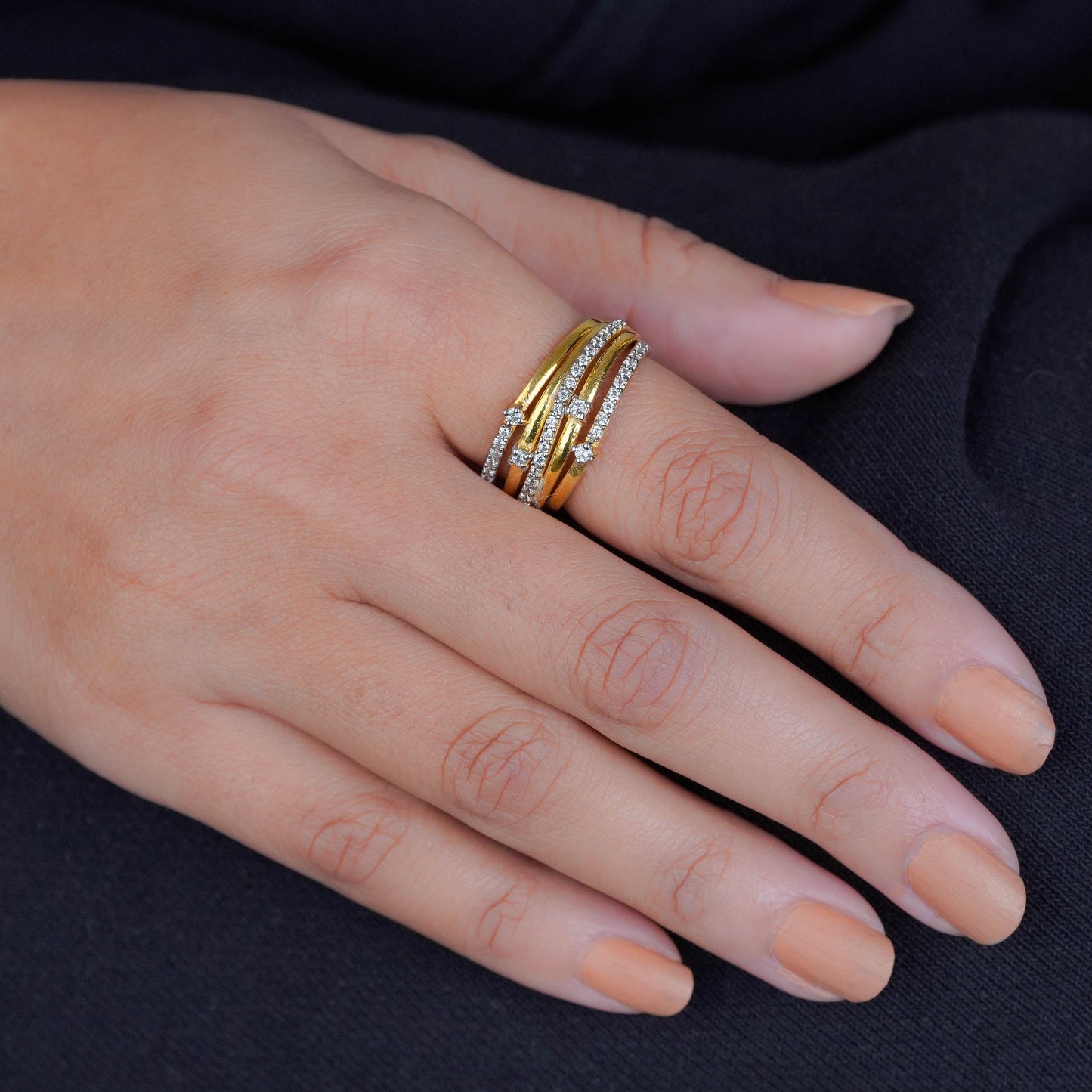 Luminous Layered Gemstone Ring