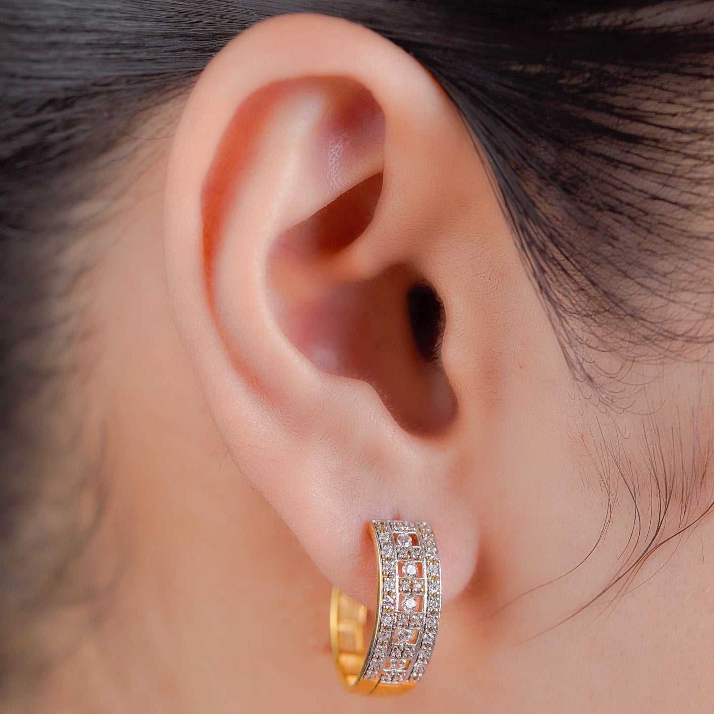 Allure Studded Silver Hoops
