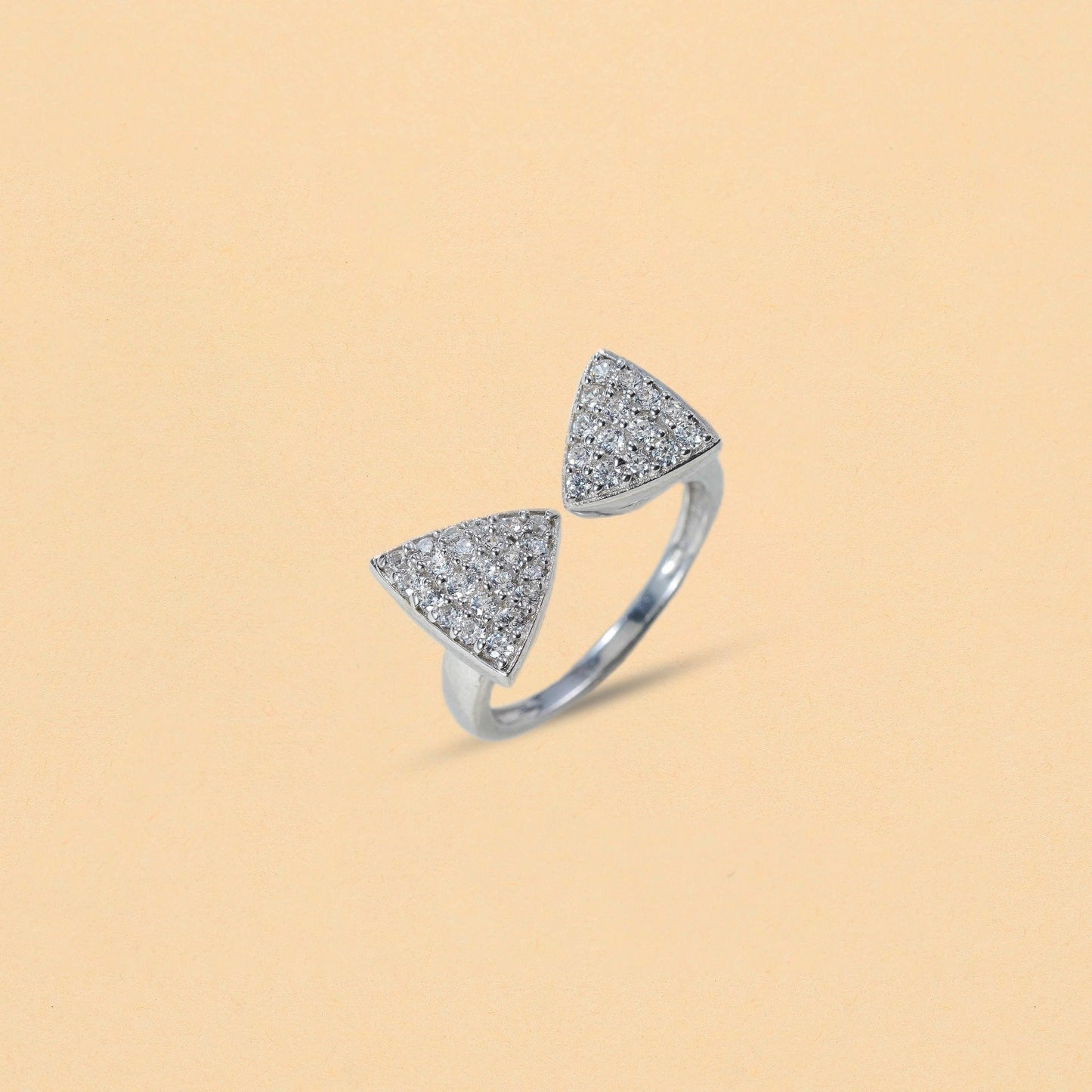 Gem-Studded Dual Triangle Ring