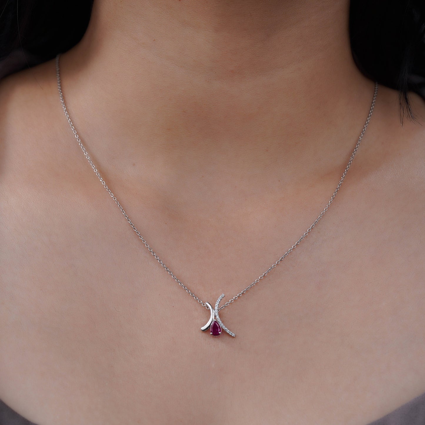 Twinned Arc Red Crystal Necklace