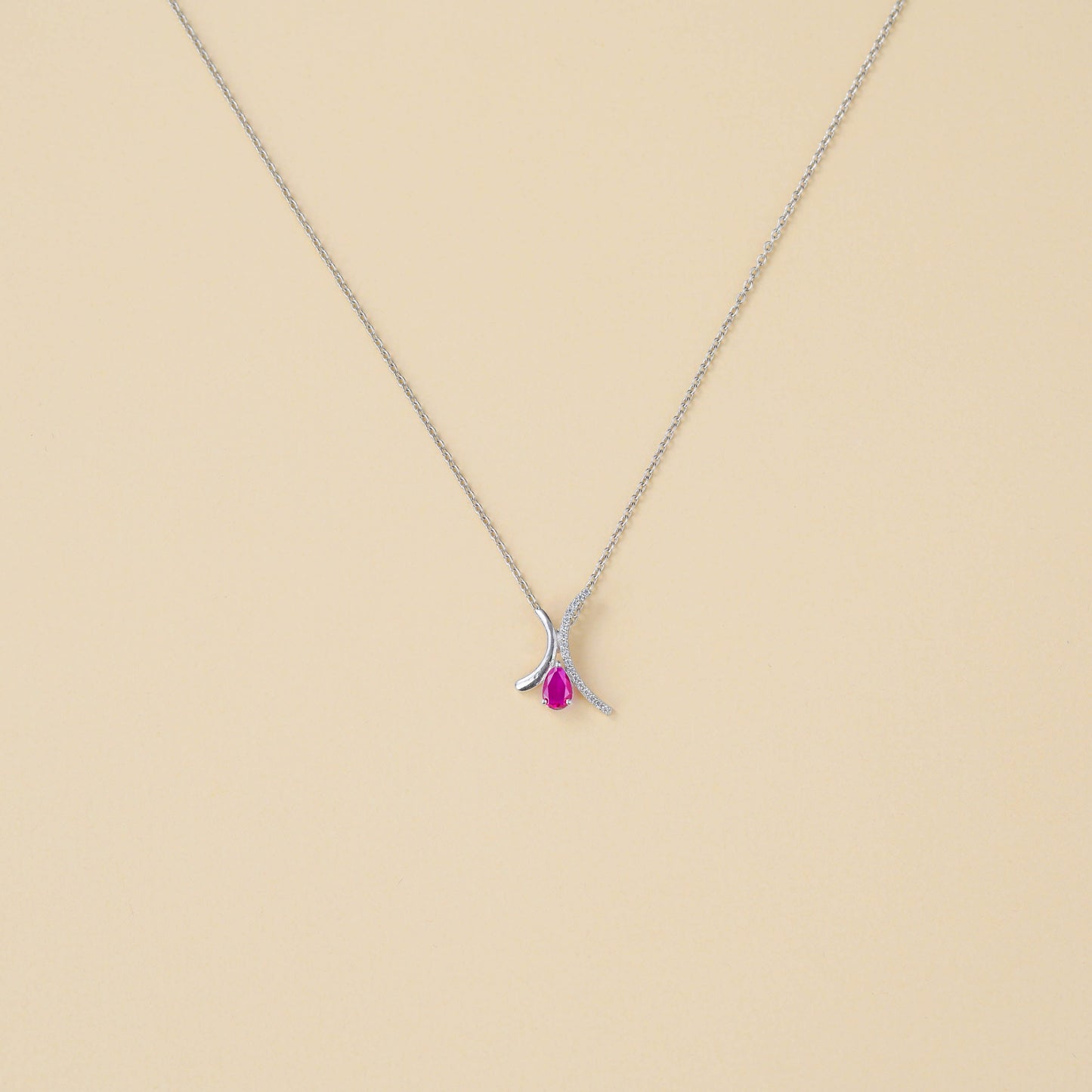 Twinned Arc Red Crystal Necklace