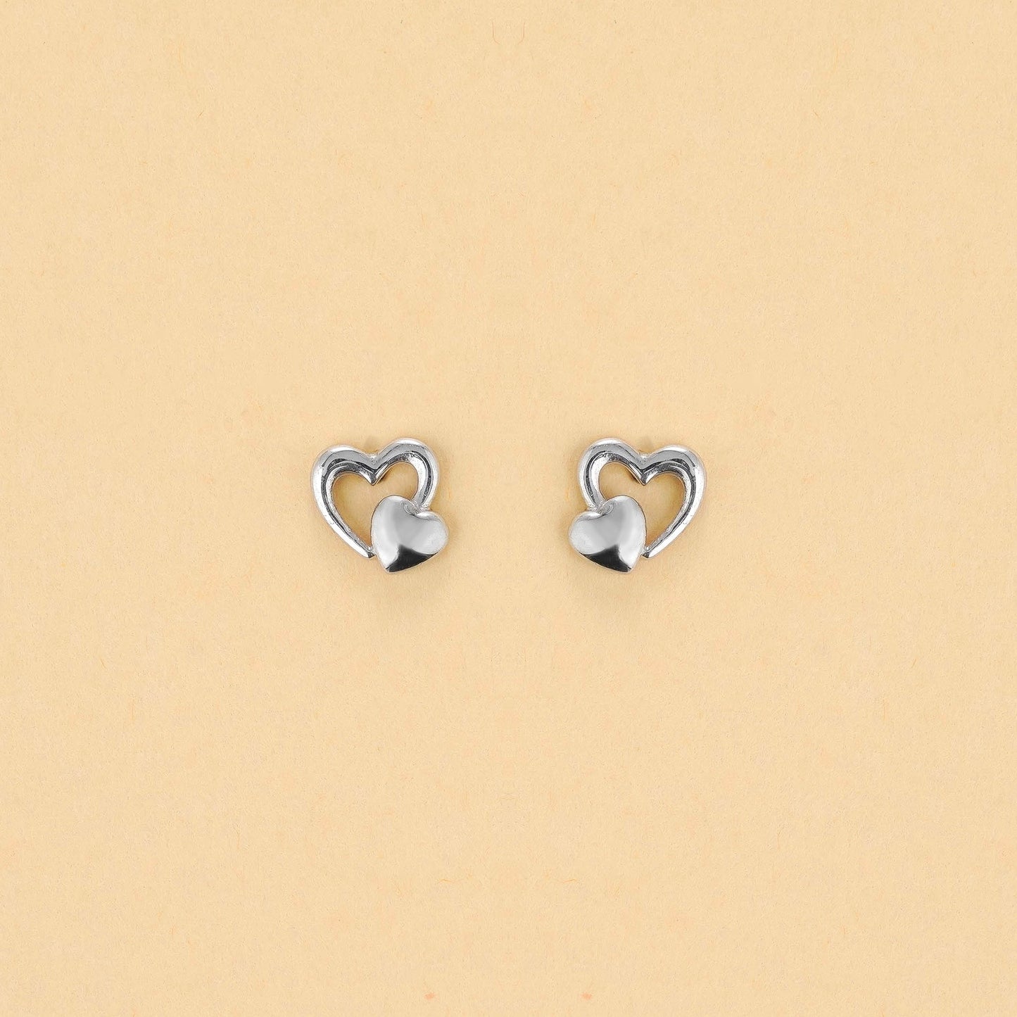 Hearts in Sync Silver Studs