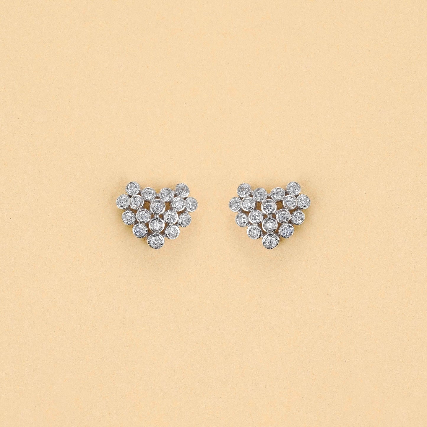 Crystal-Filled Circle Heart Silver Earrings