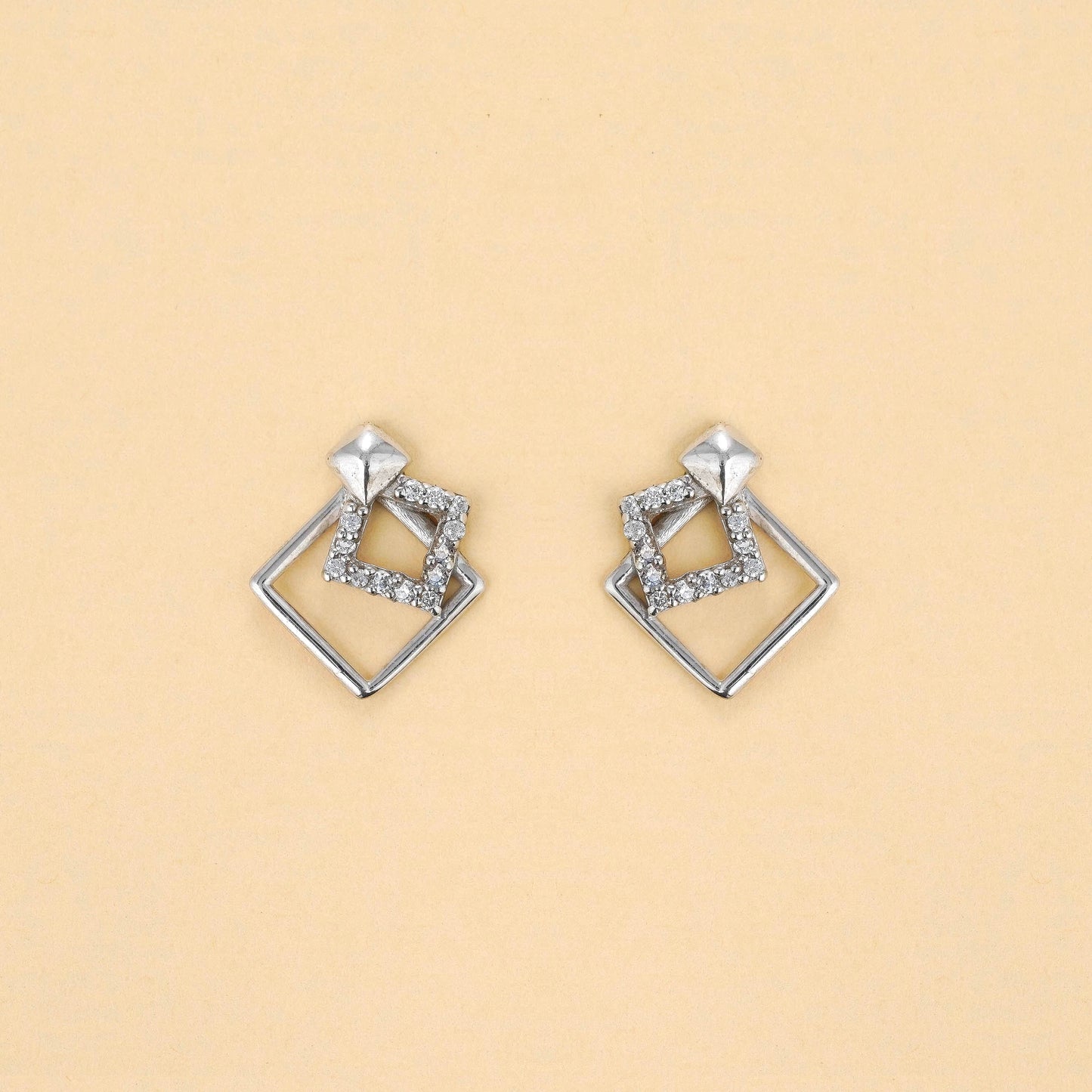 Crystal Layered Square Earrings