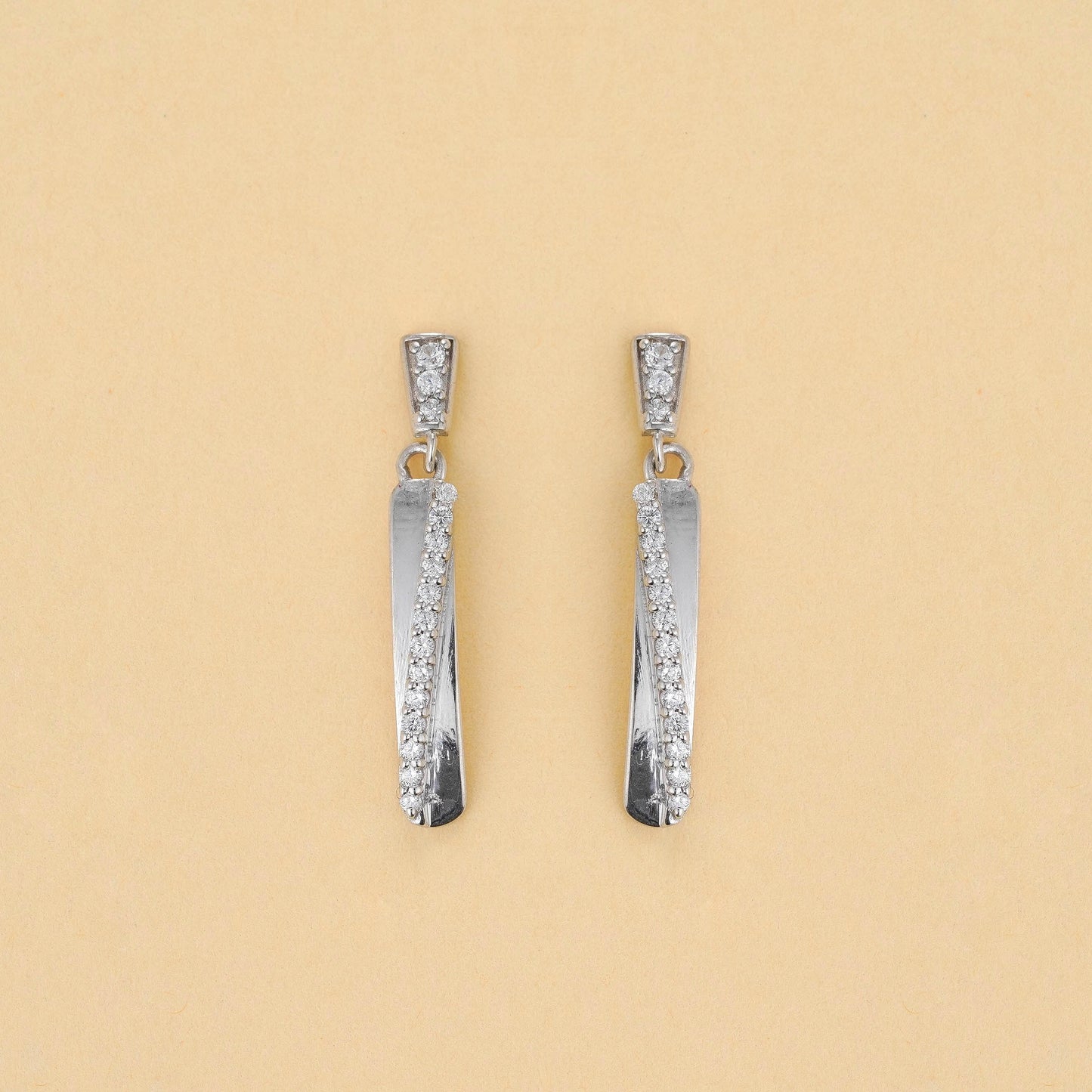 Silver Echo Long Studded Dangles