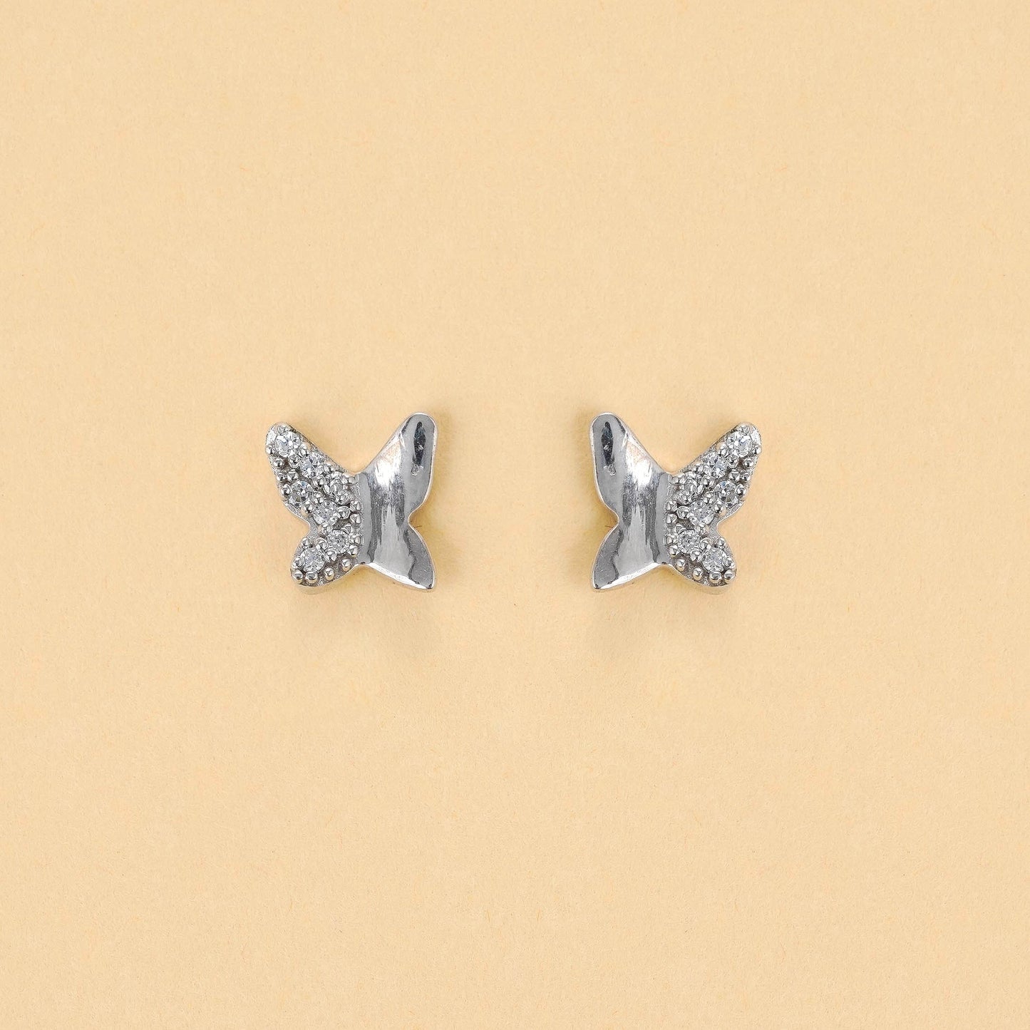 Silver Half-Studded Butterfly Glow Earrings