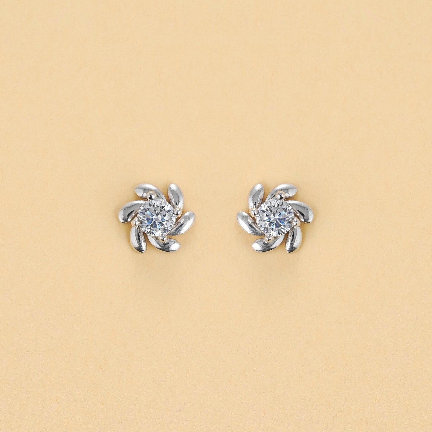 Twist of Silver with Center Stone earrings