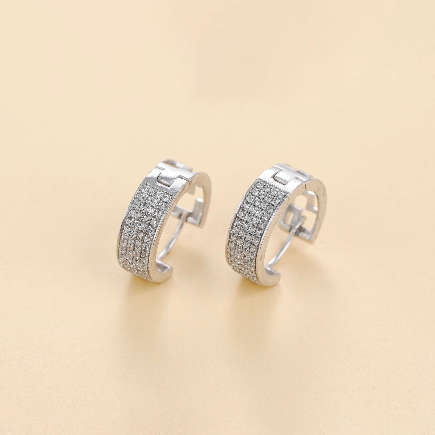 Allure Studded Silver Hoops