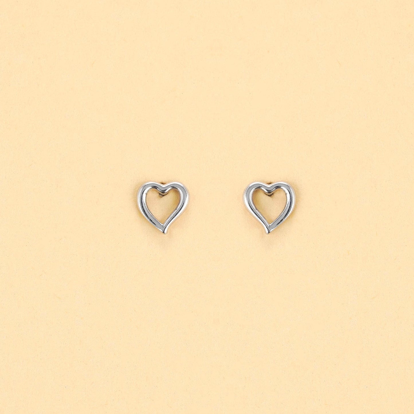 Silver Heart Studs