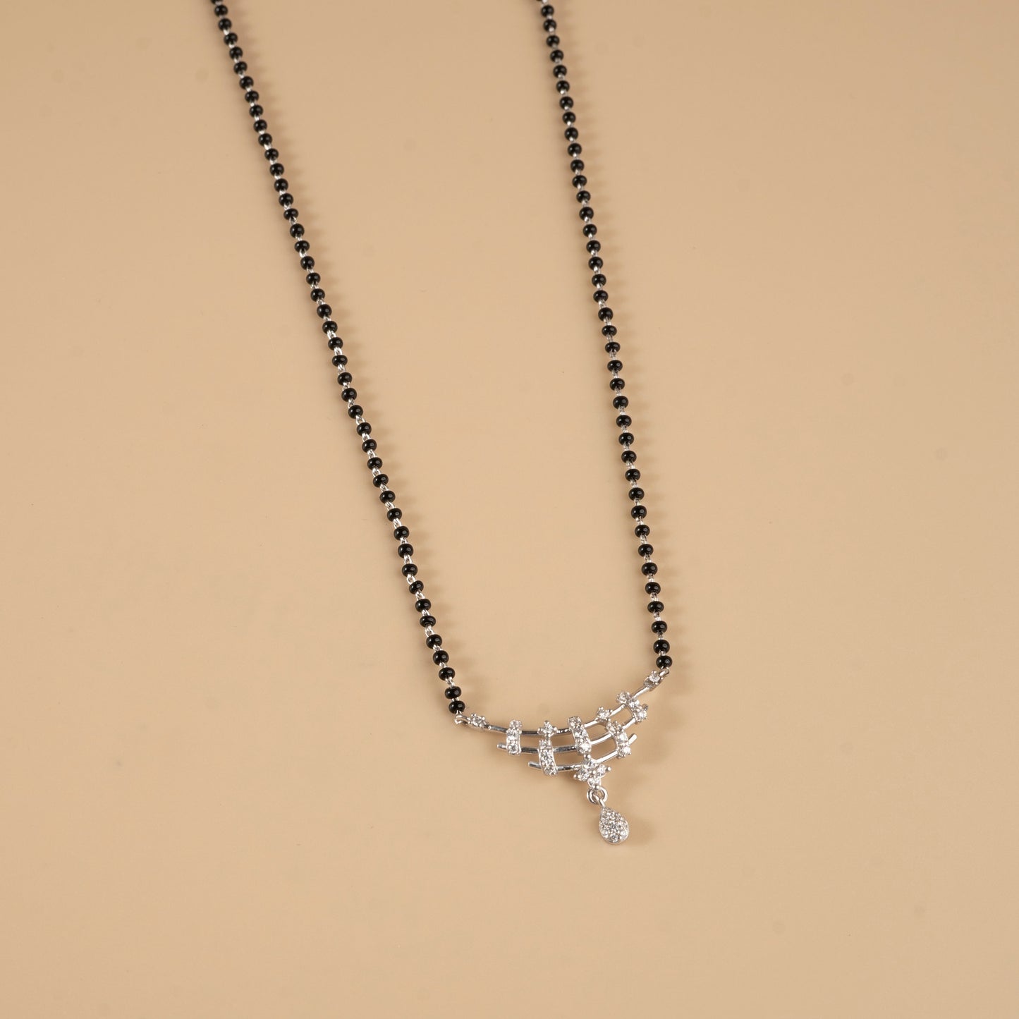 Silver Arc of Hearts Studded Pendant