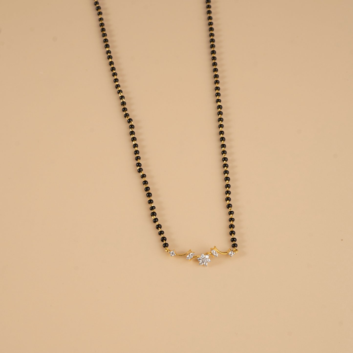 Silver Heartline Zig-Zag Studded Mangalsutra