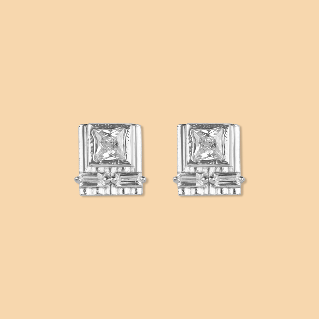 Crystal Center Silver Squares