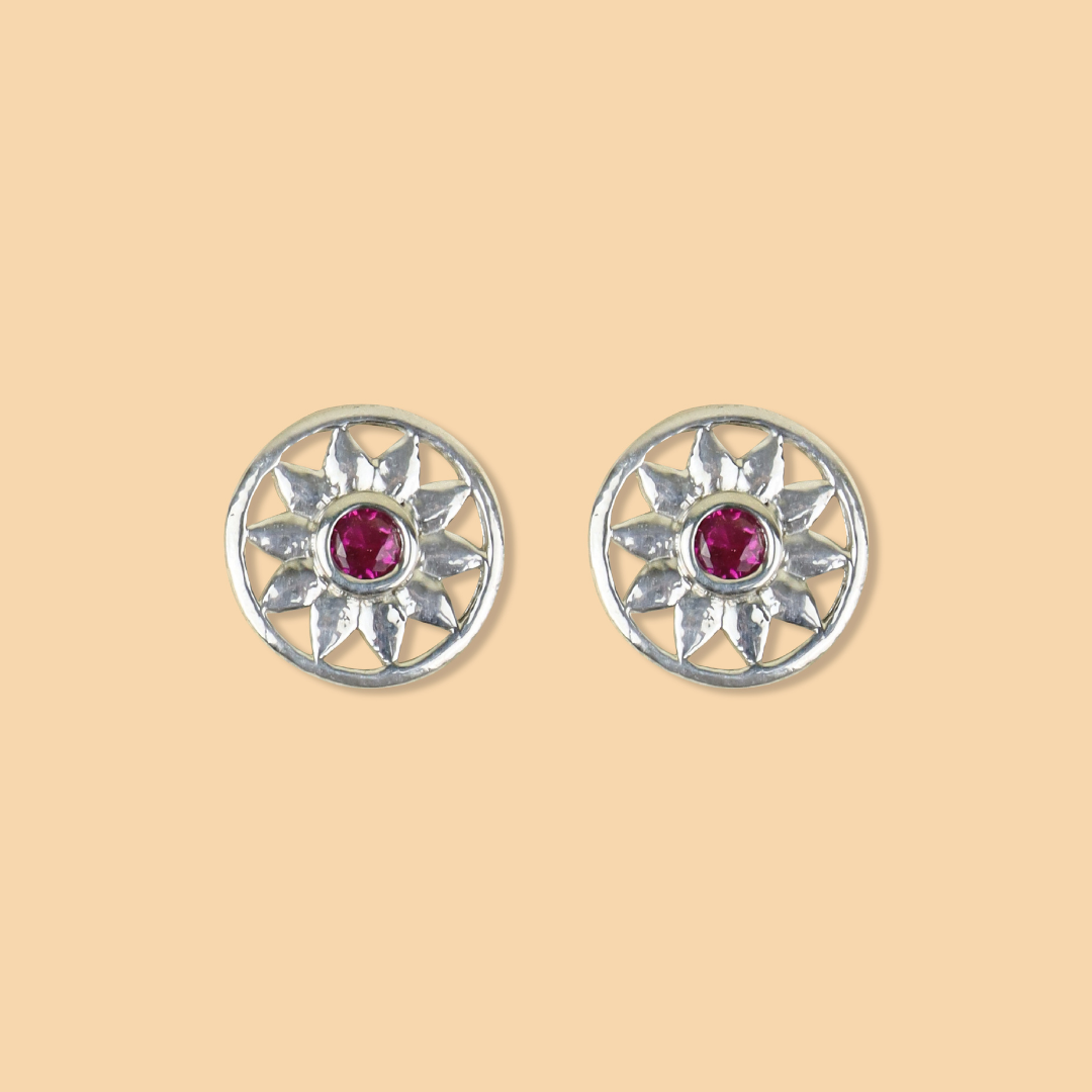 Silver Pink Radiance Earrings
