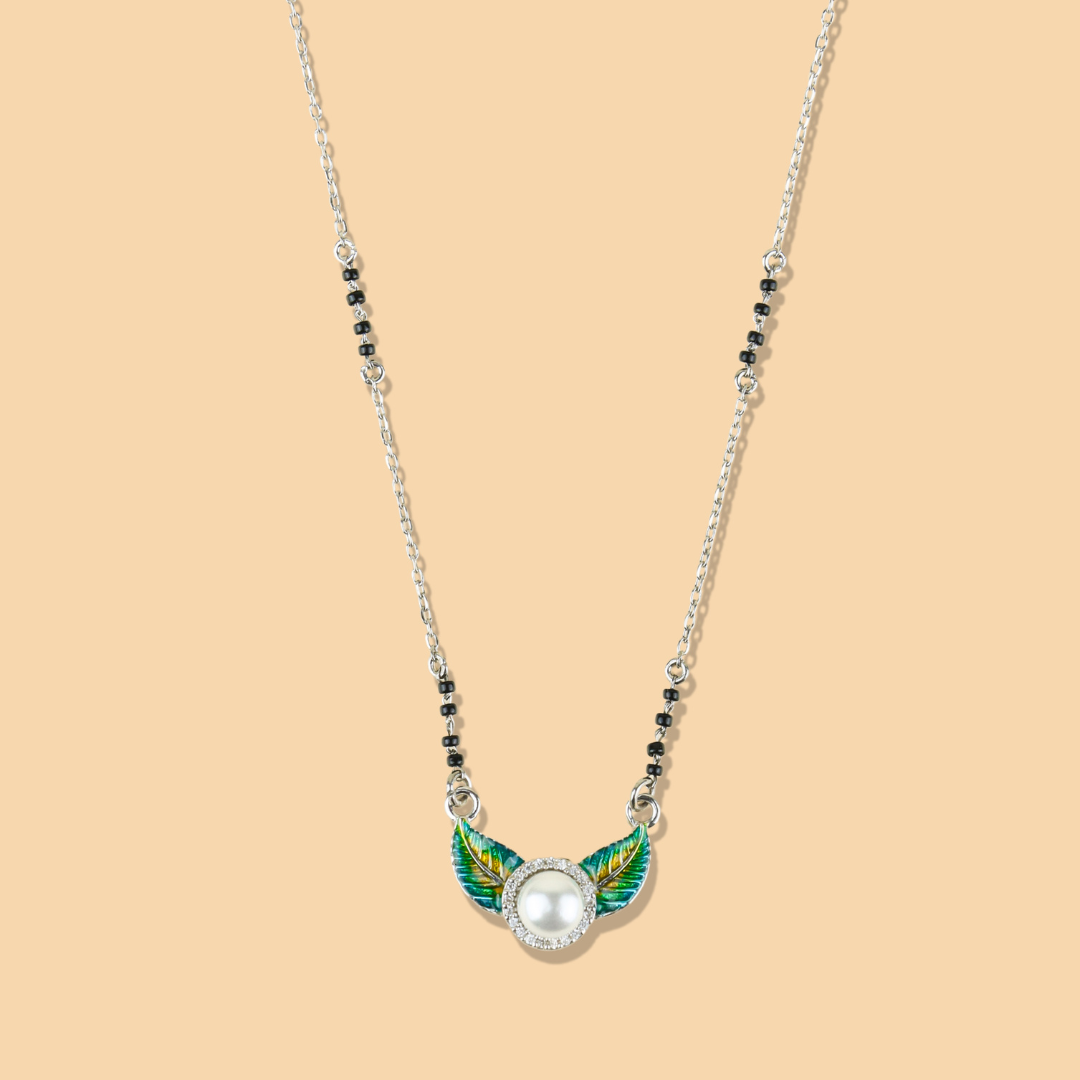 Silver Winged Vow Pearl Mangalsutra