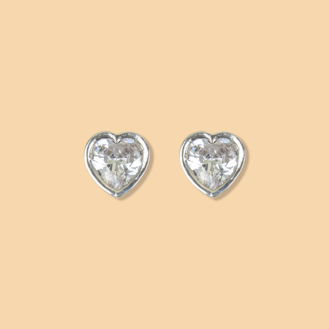 Silver Dreamy Heart Studs