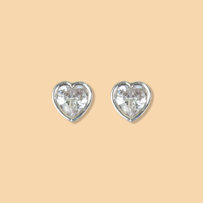 Silver Dreamy Heart Studs