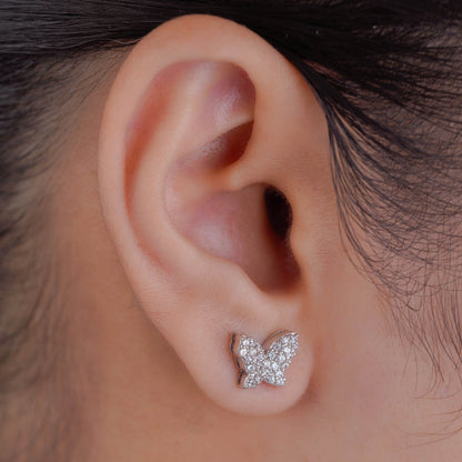 Silver Glitz Butterfly Crystal Studs