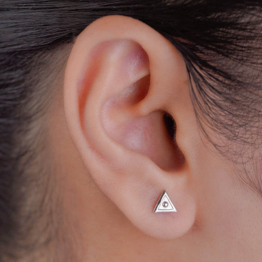 Minimalist Silver Triangle Studs