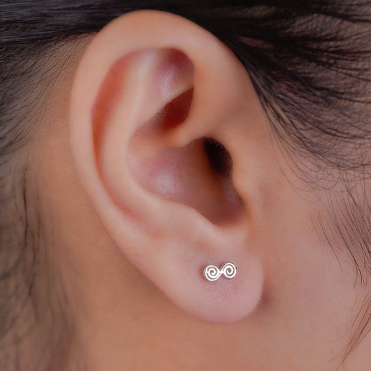 Silver Swirl Spiral Studs