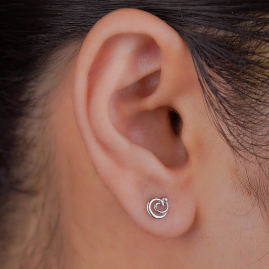 Silver Coil Spiral Studs