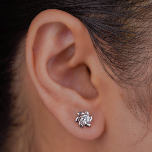 Twist of Silver with Center Stone earrings