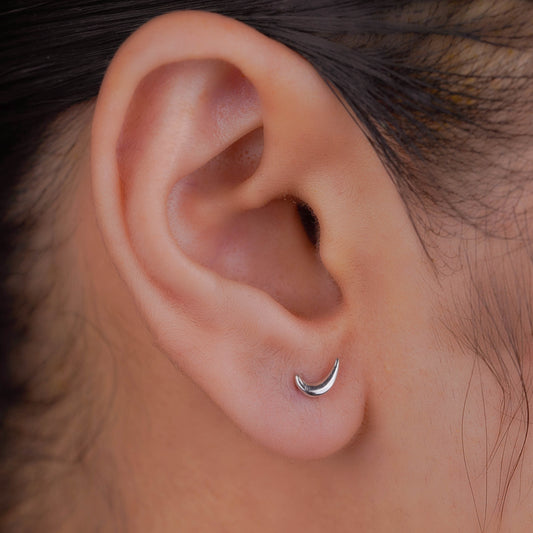 Celestial Crescent Silver Studs