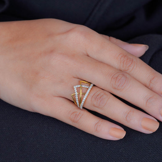 Bold Spark Layerd Studded Ring