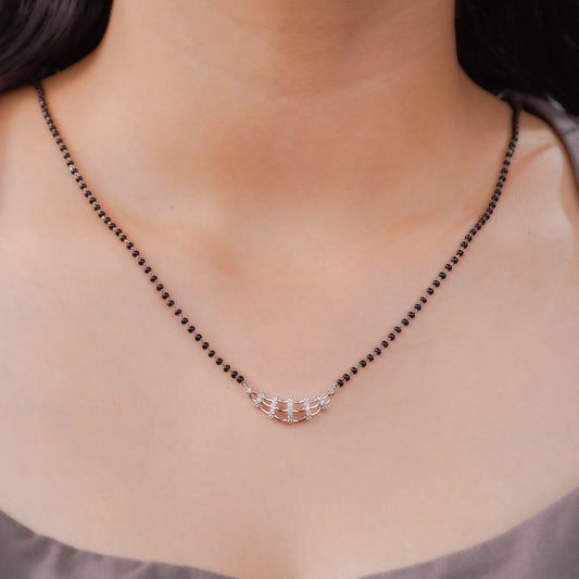 Arc of Togetherness Studded Silver Mangalsutra