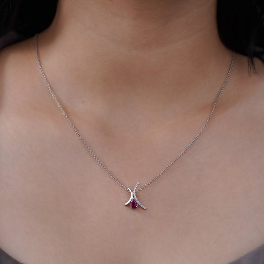 Twinned Arc Red Crystal Necklace