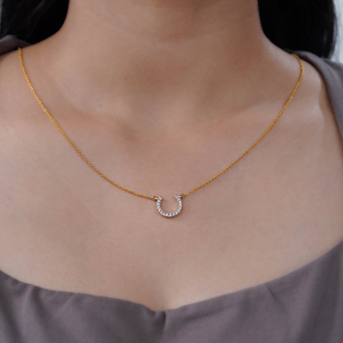 Crystal-Studded Horseshoe Necklace