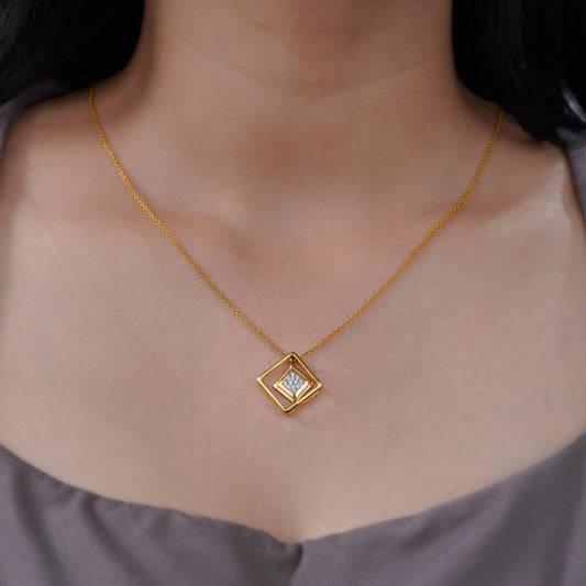 Three in One Square Charm Necklace