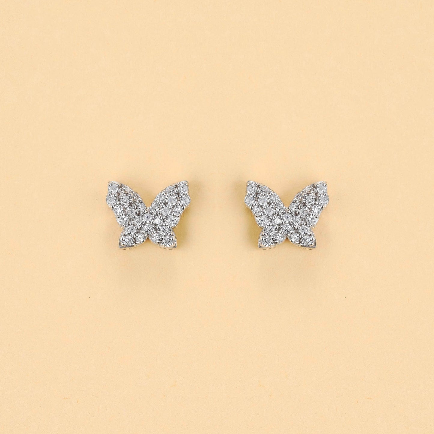Silver Glitz Butterfly Crystal Studs