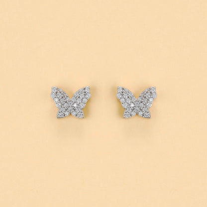 Silver Glitz Butterfly Crystal Studs
